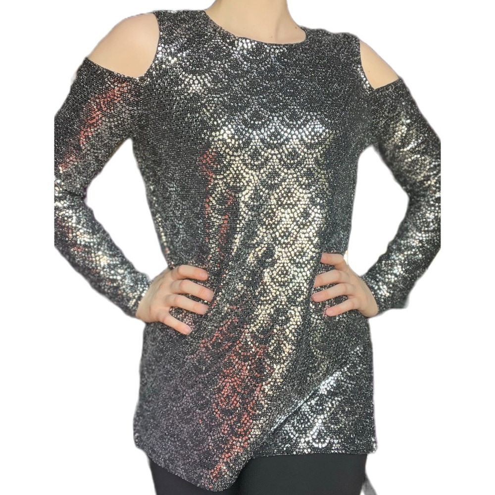 Michael Kors shimmer/sparkly cold shoulder shirt